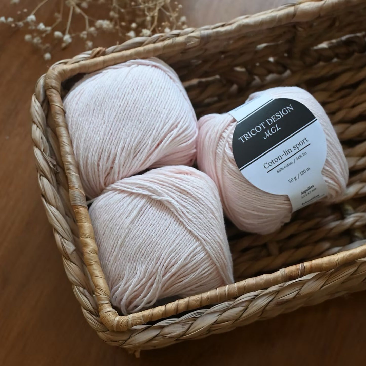 Pelotes de Coton Lin Sport de Tricot Design MCL (Marie-Christine Lévesque) coloris Eau de Rose