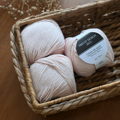 Pelotes de Coton Lin Sport de Tricot Design MCL (Marie-Christine Lévesque) coloris Eau de Rose