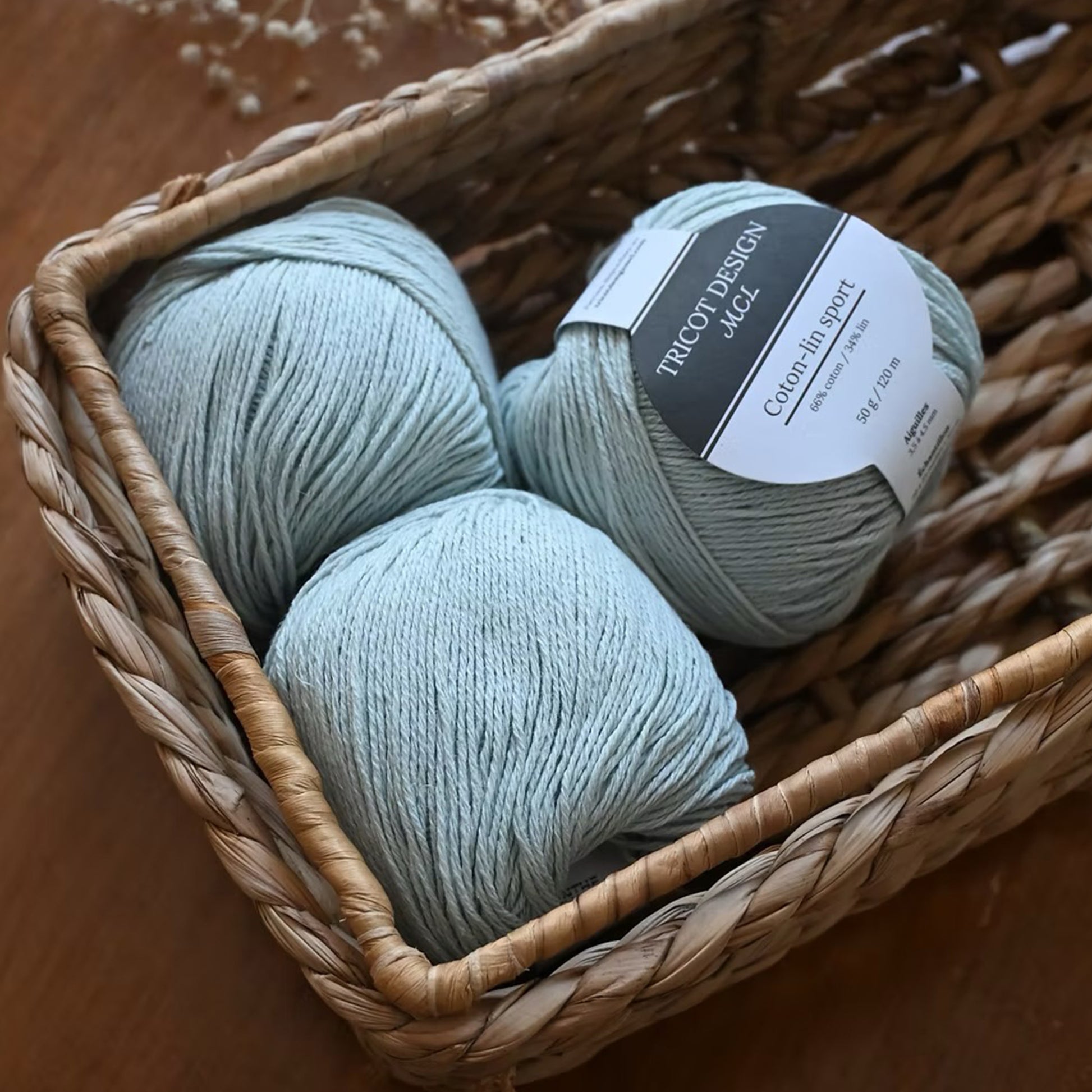 Pelotes de Coton Lin Sport de Tricot Design MCL (Marie-Christine Lévesque) coloris Menthe