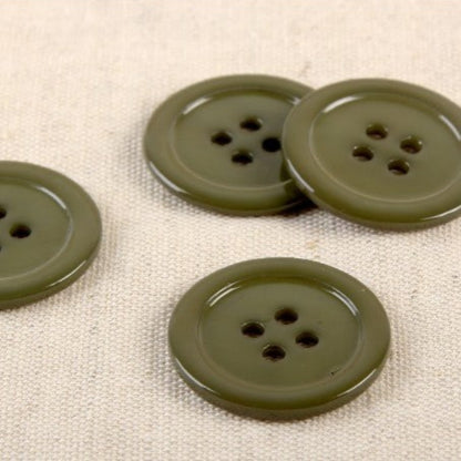 Boutons ronds de 25 mm en nacre coloris Kaki