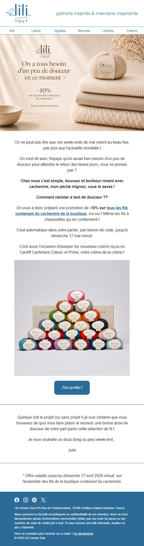 Aperçu d'une newsletter Lili Comme Tout