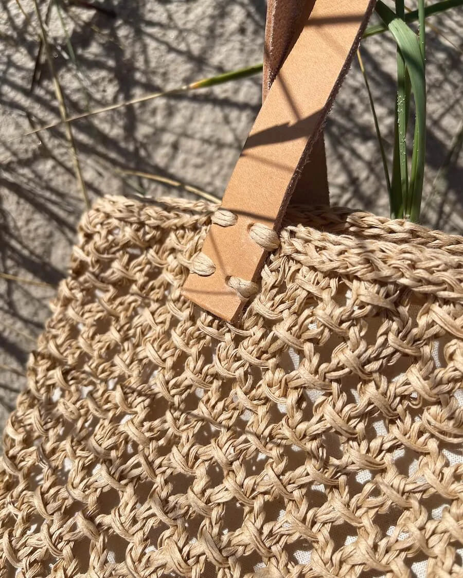 Anses en cuir pour le French Market Bag de PetiteKnit coloris Naturel
