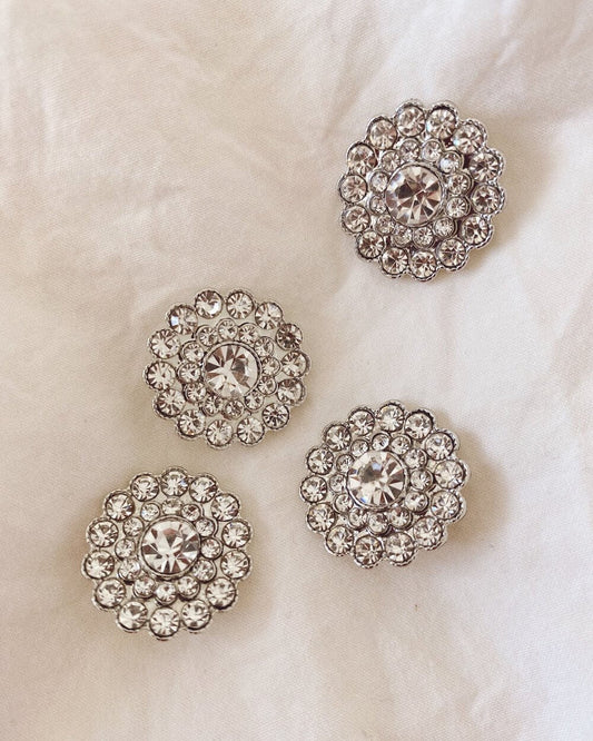 Lot de 4 boutons rosace avec strass pour le cardigan April de Petite Knit