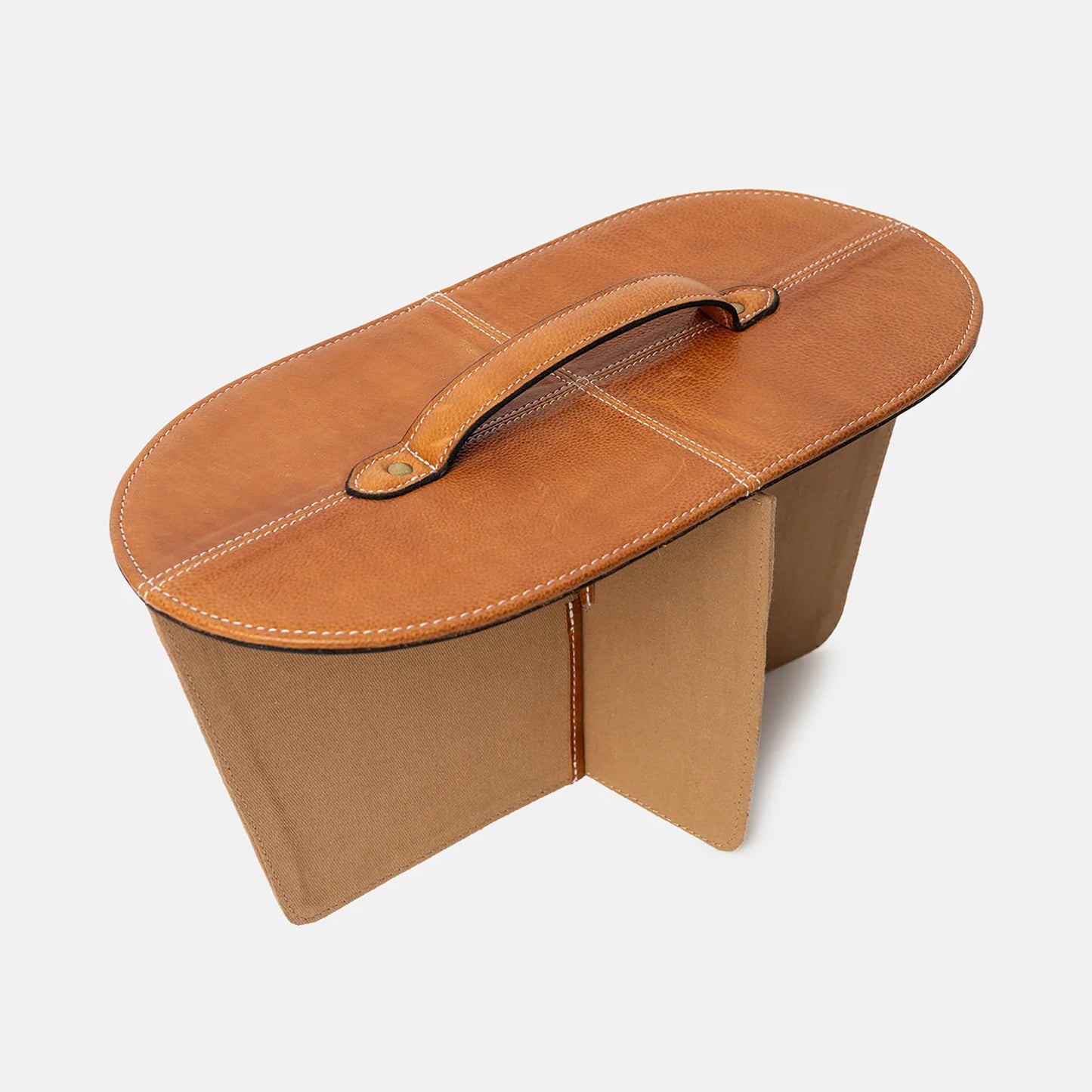 Ensemble couvercle + séparateur P091 (pour panier rigide "bucket bag" P071) de Re:Designed coloris Burned Tan