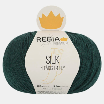 Pelote de laine à chaussettes avec de la soie Silk 4-ply de Regia Premium coloris 70 Vert