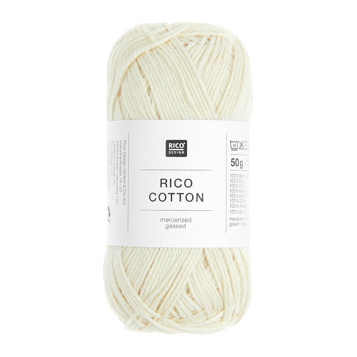Pelote de Cotton de Rico Design coloris 002 Ivoire