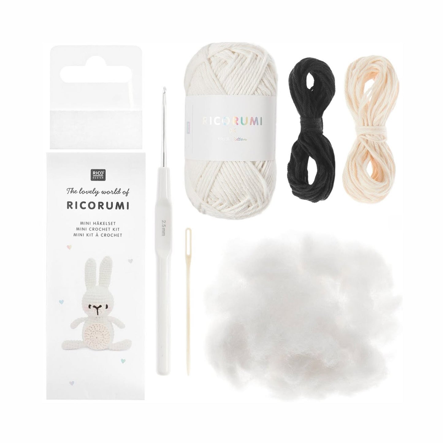 Exemple de contenu d'un mini kit Easy Crochet de Rico Design