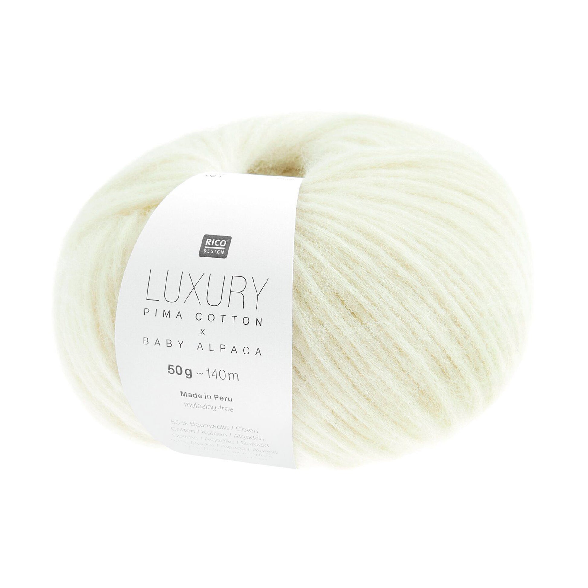 Luxury Pima Cotton x Baby Alpaca de Rico Design coloris 001 Crème