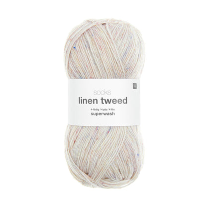 Socks Linen Tweed de Rico Design coloris 001 Crème