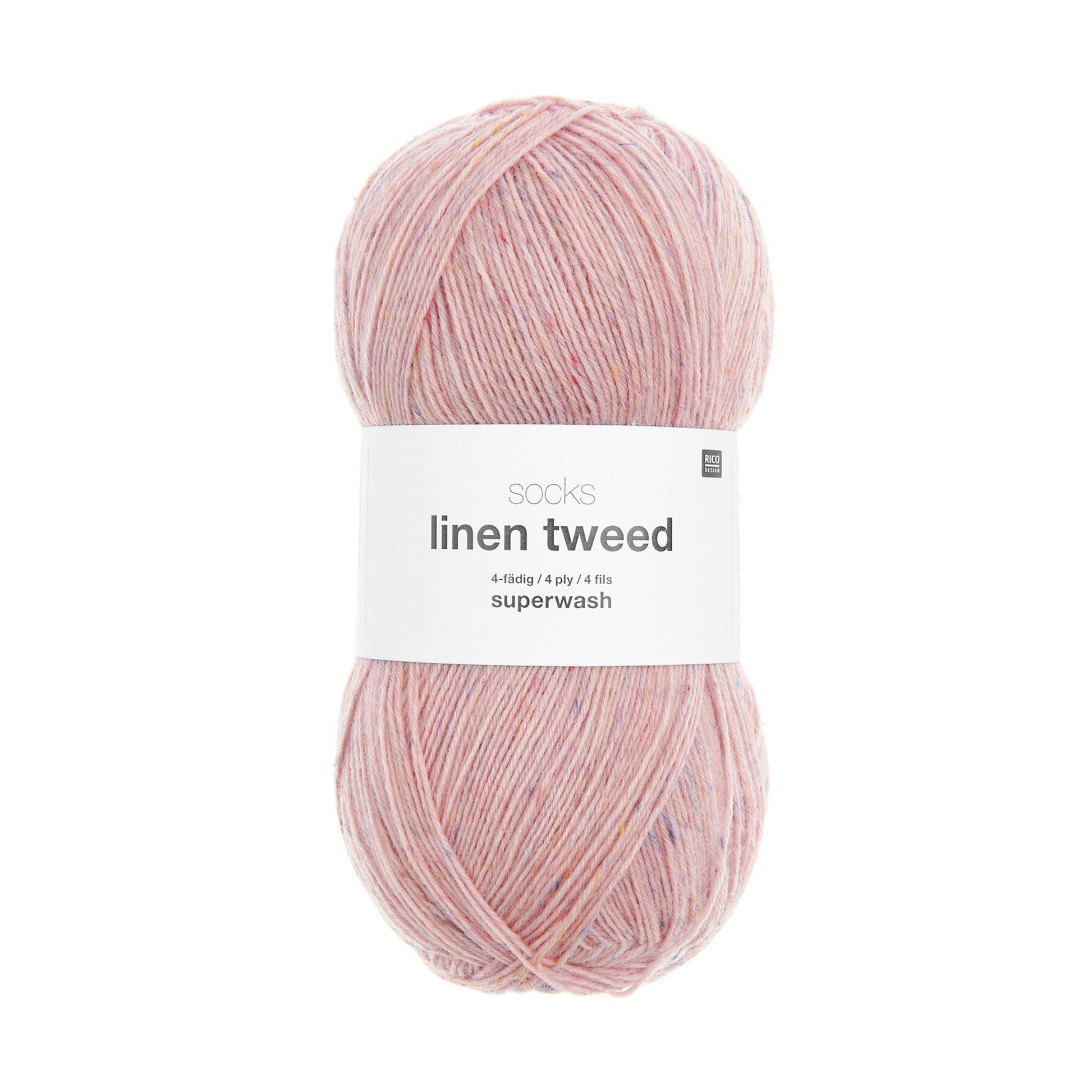 Socks Linen Tweed de Rico Design coloris 002 Rose