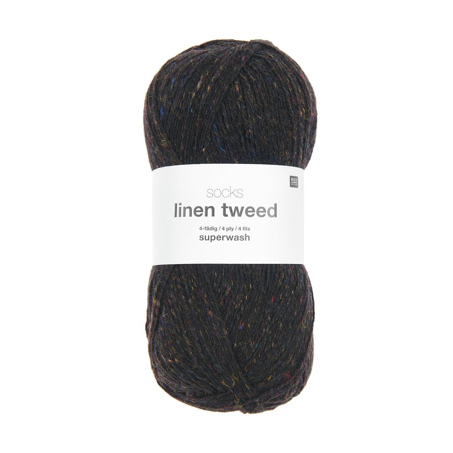 Socks Linen Tweed de Rico Design coloris 007 Noir