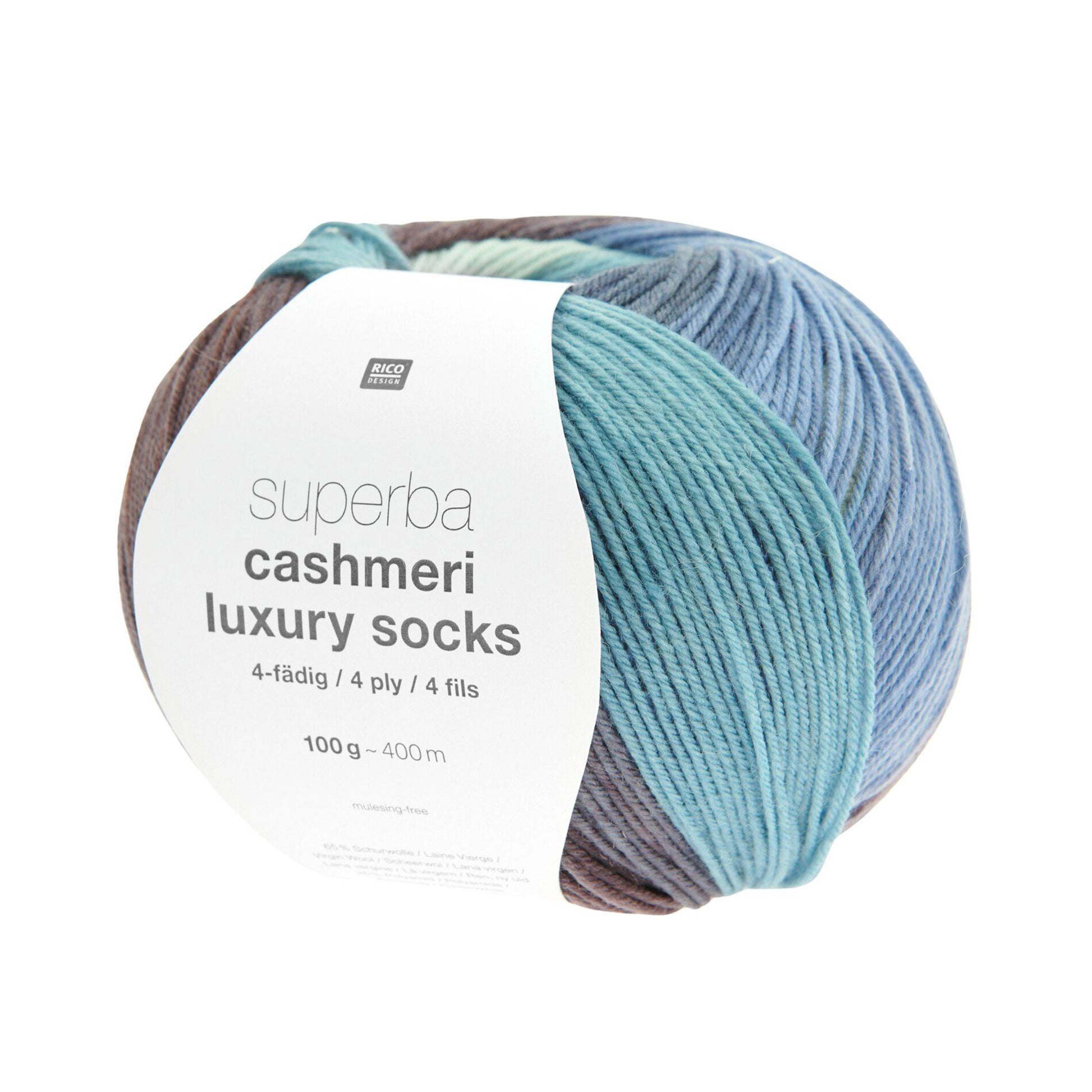 Superba Cashmeri Luxury Socks de Rico Design coloris 035 Bay Blues