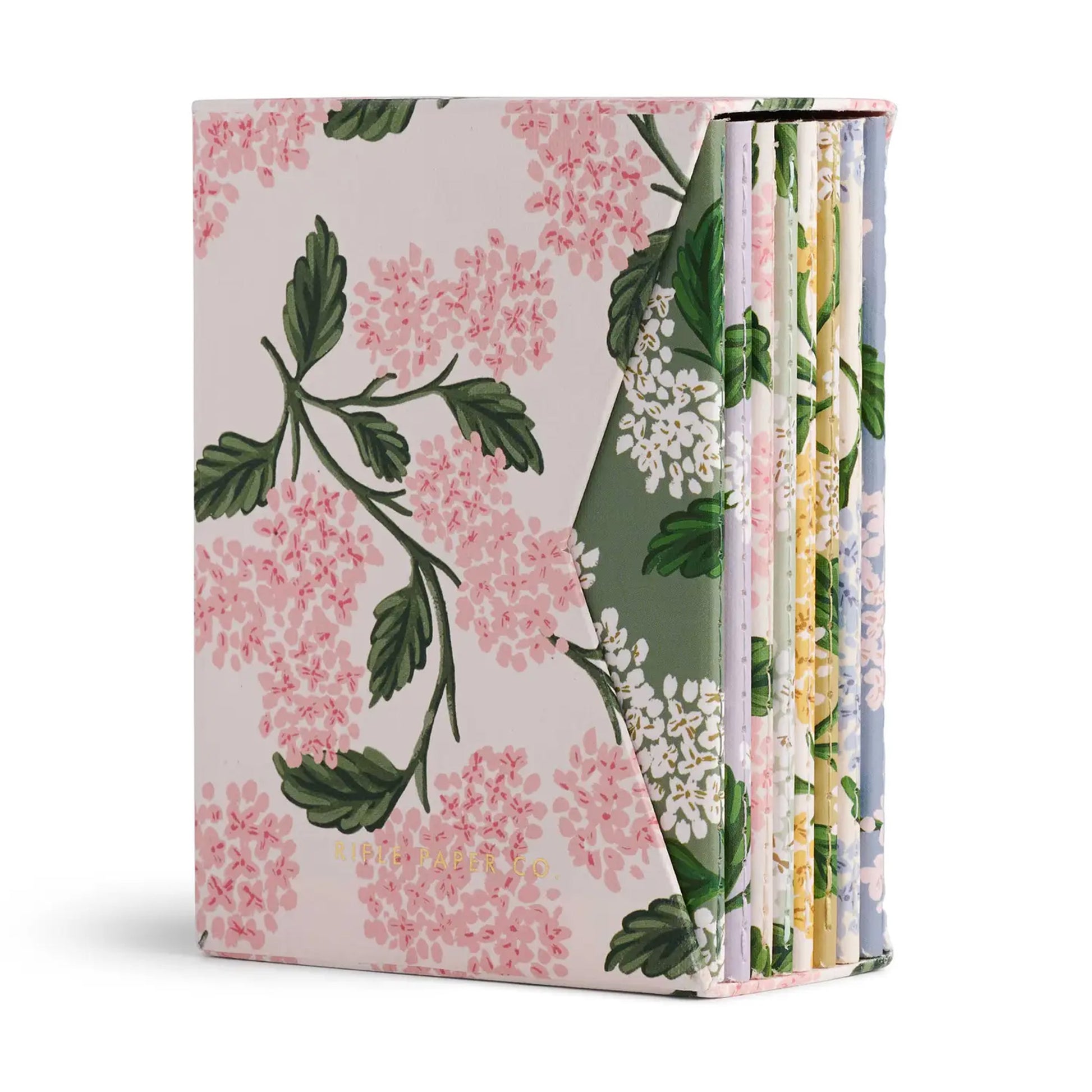 Box set de huit carnets Rifle and Co modèle Hydrangea