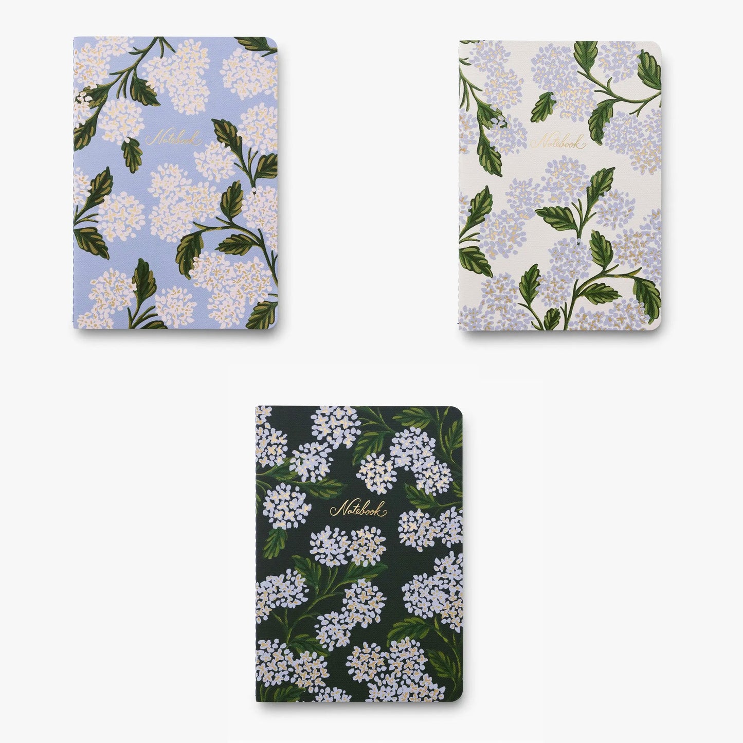 Set de trois carnets Rifle and Co modèle Hydrangea