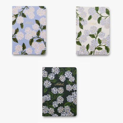Set de trois carnets Rifle and Co modèle Hydrangea