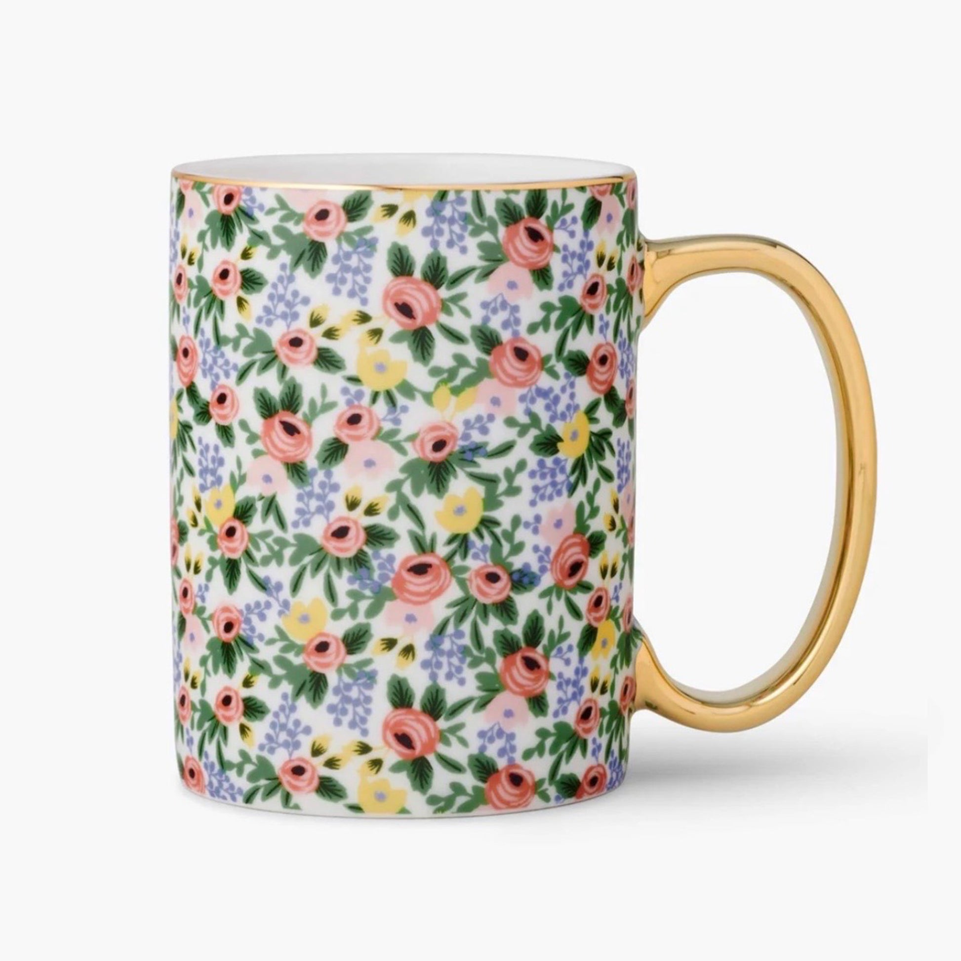 Mug en céramique avec poignée dorée Rifle Paper Co modèle Rosa