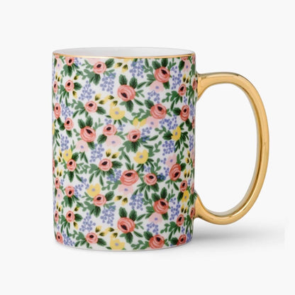 Mug en céramique avec poignée dorée Rifle Paper Co modèle Rosa