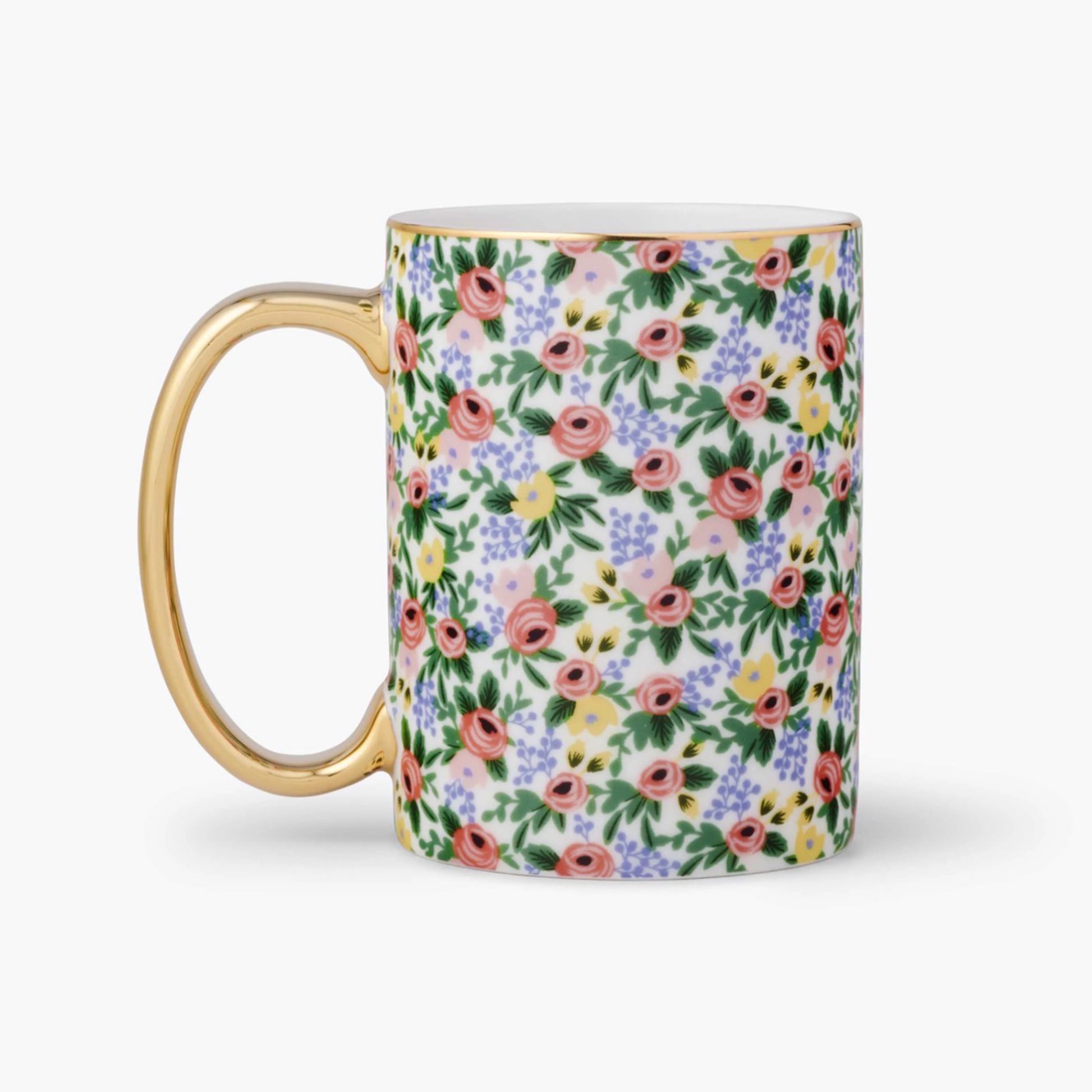Mug en céramique avec poignée dorée Rifle Paper Co modèle Rosa