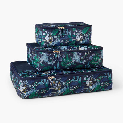 Set de malettes de rangement (packing cube set) de Rifle Paper Co modèle Peacock