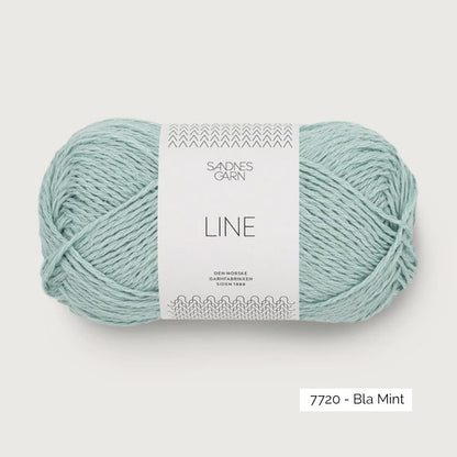 Pelote de Line de Sandnes Garn, mélange de coton, viscose et lin, coloris 7720 Bla Mint (menthe)