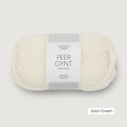 Pelote de Peer Gynt de Sandnes Garn, 100% laine norvégienne, coloris 1002 Cream