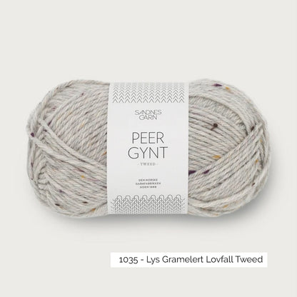 Pelote de Peer Gynt Tweed de Sandness Garn, coloris 1035 Lys Gramelert Lovfall Tweed