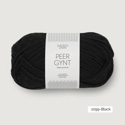 Pelote de laine norvégienne Peer Gynt de Sandnes Garn, coloris 1099 Black