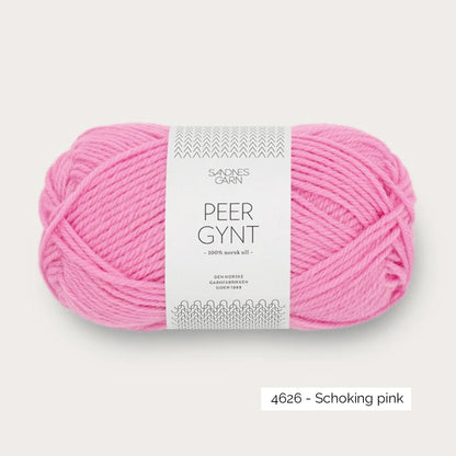 Pelote de laine norvégienne Peer Gynt de Sandnes Garn, coloris 4626 Shocking Pink