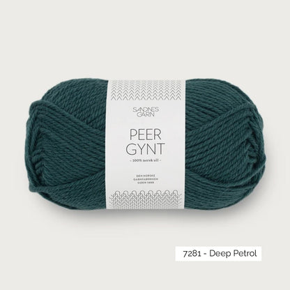 Pelote de laine norvégienne Peer Gynt de Sandnes Garn coloris 7281 Deep Petrol