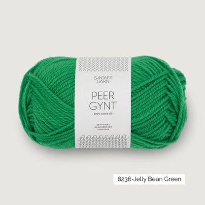 Pelote de laine norvégienne Peer Gynt de Sandnes Garn coloris 8236 Jelly Bean Green