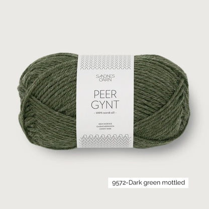 Pelote de laine norvégienne Peer Gynt de Sandnes Garn coloris 9572 Dark Green Mottled