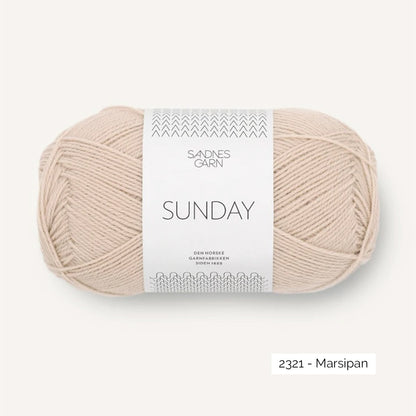 Pelote de mérinos non superwash Sunday de Sandnes Garn, coloris 2321 Marsipan