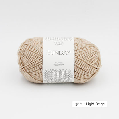 Pelote de mérinos non superwash Sunday de Sandnes Garn coloris 3021 Light Beige