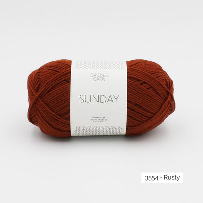 Pelote de mérinos non superwash Sunday de Sandnes Garn coloris 3554 Rusty