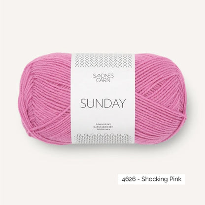 Pelote de mérinos non superwash Sunday de Sandnes Garn coloris 4626 Shocking Pink