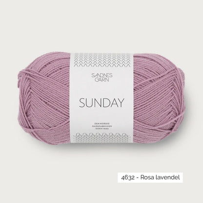 Pelote de merinos non superwash Sunday de Sandnes Garn, coloris 4632 Rosa Lavendel