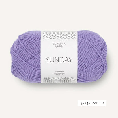 Pelote de mérinos non superwash Sunday de Sandnes Garn, coloris 5224 Lys Lilla