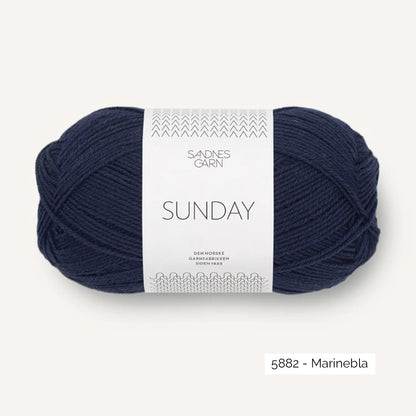 Pelote de mérinos non superwash Sunday de Sandnes Garn coloris 5882 Marinebla