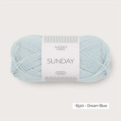 Pelote de mérinos non superwash Sunday de Sandnes Garn coloris 6520 Dream Blue