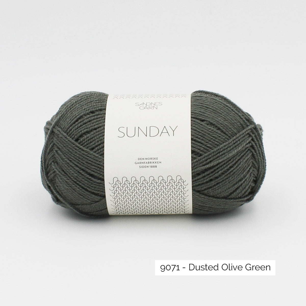 Pelote de mérinos non superwash Sunday de Sandnes Garn coloris 9071 Dusted Olive Green