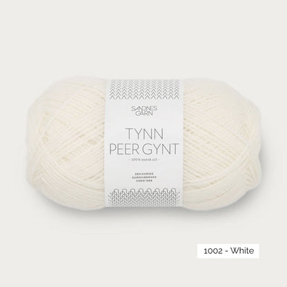 Pelote de Tynn Peer Gynt de Sandnes Garn, 100% laine norvégienne, coloris 1002 White