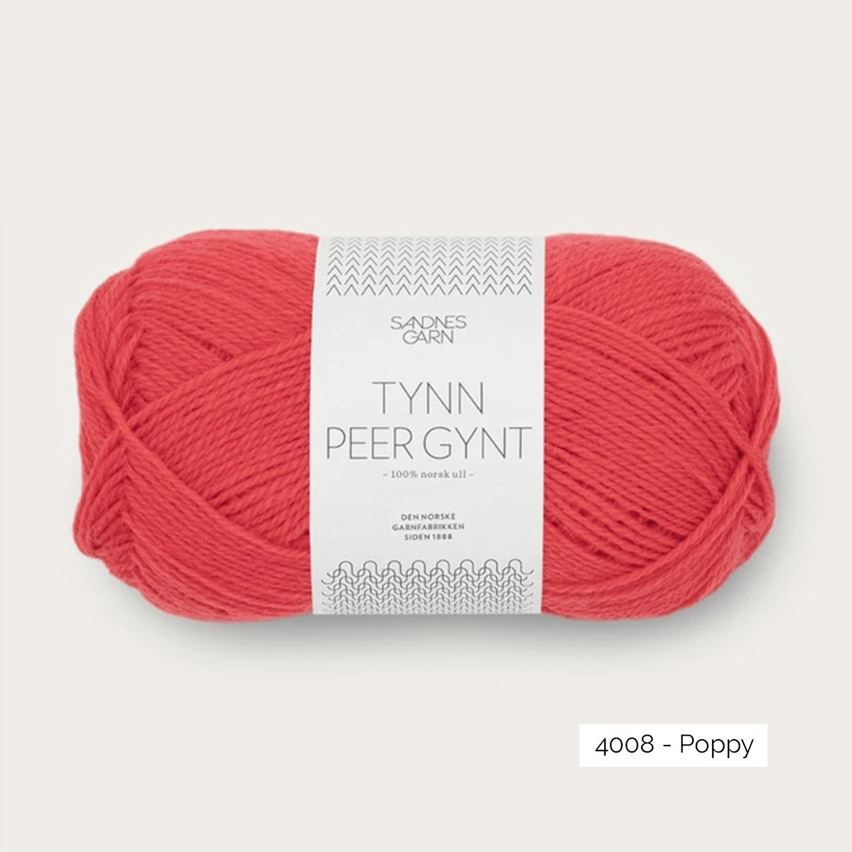 Pelote de laine norvégienne Tynn Peer Gynt de Sandnes Garn coloris 4008 Poppy