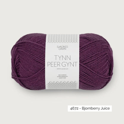 Pelote de laine norvégienne Tynn Peer Gynt de Sandnes Garn coloris 4672 Bjornberry Juice