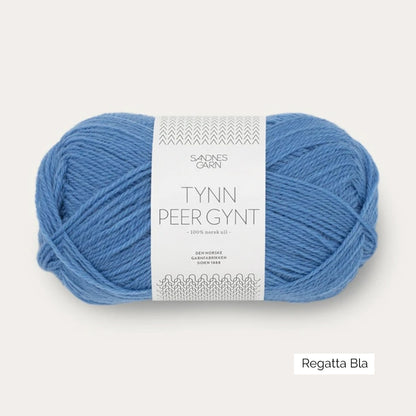 Pelote de laine norvégienne Tynn Peer Gynt de Sandnes Garn, coloris 6044 Regatta Blue