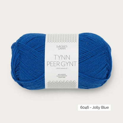 Pelote de laine norvégienne Tynn Peer Gynt de Sandnes Garn, coloris 6046 Jolly Blue