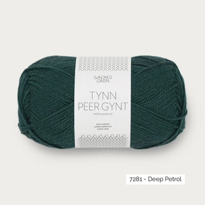 Pelote de laine norvégienne Tynn Peer Gynt de Sandnes Garn coloris 7281 Deep Petrol