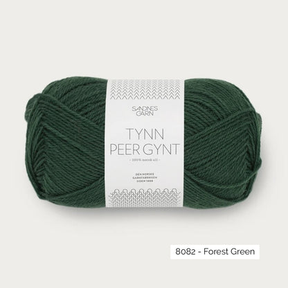 Pelote de laine norvégienne Tynn Peer Gynt de Sandnes Garn coloris 8082 Forest Green