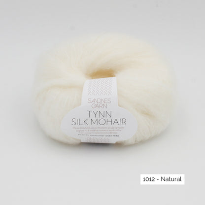 Pelote de mohair et soie Tynn Silk Mohair de Sandnes Garn coloris 1012 Natural