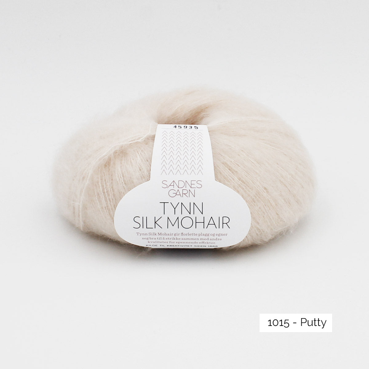 Pelote de mohair et soie Tynn Silk Mohair de Sandnes Garn, coloris 115 Putty