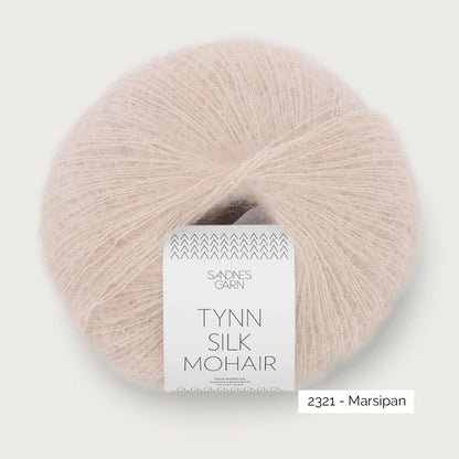 Pelote de mohair et soie Tynn Silk Mohair de Sandnes Garn, coloris 2321 Marsipan